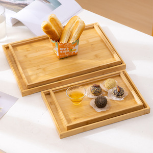 Bandeja de servir de bambú con patrón de madera engrosado para té, repostería, frutas y aperitivos, uso doméstico - Product Image 1