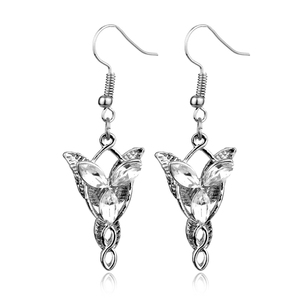 Arwen Evenstar gli anelli di cristallo ovale strass in argento placcato principessa orecchini pendenti da donna ventagli orecchini - Product Image 1