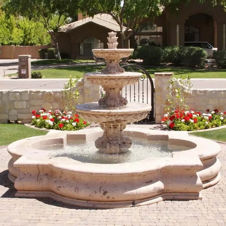 Садовый камень ручной резные мраморные статуэтки в 3 яруса кружевных фонтанчик для питья