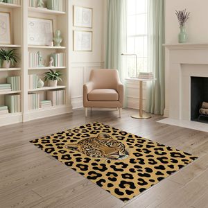Alfombra de diseño I 4x6 con área gráfica, tejido plano de chenilla, poliéster, antideslizante, duradera, para el hogar, la oficina o el estudio. - Product Image 1