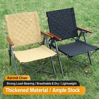 Chaise de camping pliable avec accoudoirs en bois massif et siège en Oxford 600D, mobilier d'extérieur portable pour le camping, la plage et la pêche