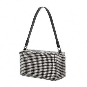 Sac à main féminin de luxe personnalisé avec logo en métal brillant, style pochette de soirée en cuir PU, mini sac porté main - Product Image 3