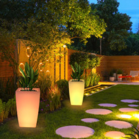 Pots et jardinières lumineux en PE, rechargeables, de forme rectangulaire, grand format, pour extérieur, écologiques, avec lumière magique RGB