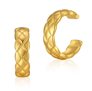 Stile <span class=keywords><strong>di</strong></span> moda europeo e americano in ottone 18K pieno d'oro orecchini <span class=keywords><strong>personalità</strong></span> Design C tipo auricolari donna clip - Product Image 1