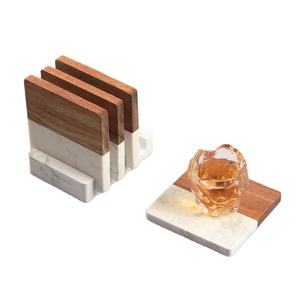 ที่รองแก้วกาแฟ ลายหินอ่อน ไม้ ที่วางแก้วหินอ่อน สำหรับสำนักงาน บ้าน ที่รองแก้วไม้ทรงสี่เหลี่ยมสำหรับเครื่องดื่ม - Product Image 3