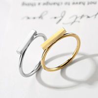 Bague minimaliste en acier inoxydable 316L pour femme, anneau de barre d'articulation Midi géométrique empilable