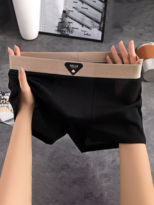 Calzoncillos bóxer de punto gofrado para <span class=keywords><strong>hombre</strong></span>, suaves, transpirables, de modal, con cintura elástica, entrepierna antibacteriana y estampado de letras. - Product Image 1