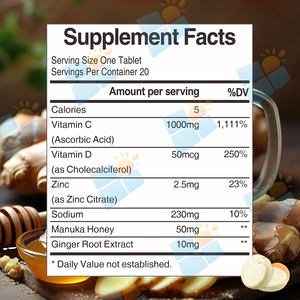 Complément alimentaire en comprimés effervescents SUNI OEM/ODM à marque privée, 1000 mg de <span class=keywords><strong>vitamine</strong></span> <span class=keywords><strong>C</strong></span>, <span class=keywords><strong>D3</strong></span> <span class=keywords><strong>et</strong></span> <span class=keywords><strong>zinc</strong></span>, pour le soutien immunitaire, saveur gingembre - Product Image 2