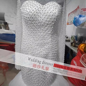 Robe de mariée africaine élégante à manches longues, nouvelle arrivée, personnalisée, luxueuse, avec de gros perles - Product Image 3