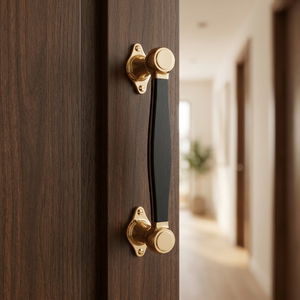 Poignée de porte décorative en laiton de haute qualité, dorée et noire, quincaillerie durable pour cuisine, armoire, salle de bain, salon, maison, bureau - Product Image 2