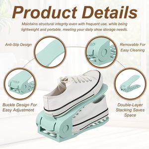 2025 New Double Deck Shoe Rack <b>Shelf</b> for Closet Organization <b>Adjustable</b> Shoe Stacker Space Saver Shoe Slots - Product Image 2