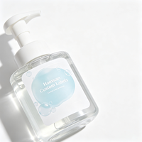 Étiquettes autocollantes transparentes en PET pour lavage des mains moussant Haoxuan OEM, imprimées à l'encre blanche avec vernis sélectif UV pour emballage de bouteilles