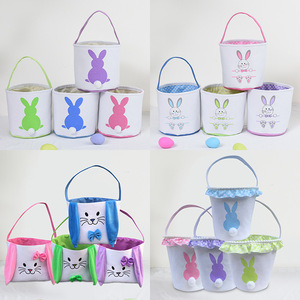 Nuovo Cesto Pasquale per Decorazioni Uova, Cesto Portatile in Tessuto con Coda di Coniglio in Peluche, Vendita all'Ingrosso - Product Image 2