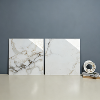 Carrelage en céramique poli effet marbre 600x600mm avec finition émaillée, résistant à l'usure et aux acides, pour sols et murs de salle de bain
