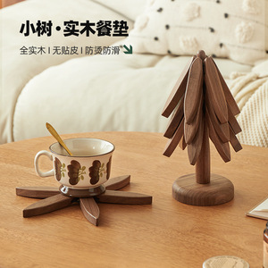 Sous-verre en bois massif, tapis isolant thermique, ornement de bureau pour tasse à thé, design en bois naturel - Product Image 3