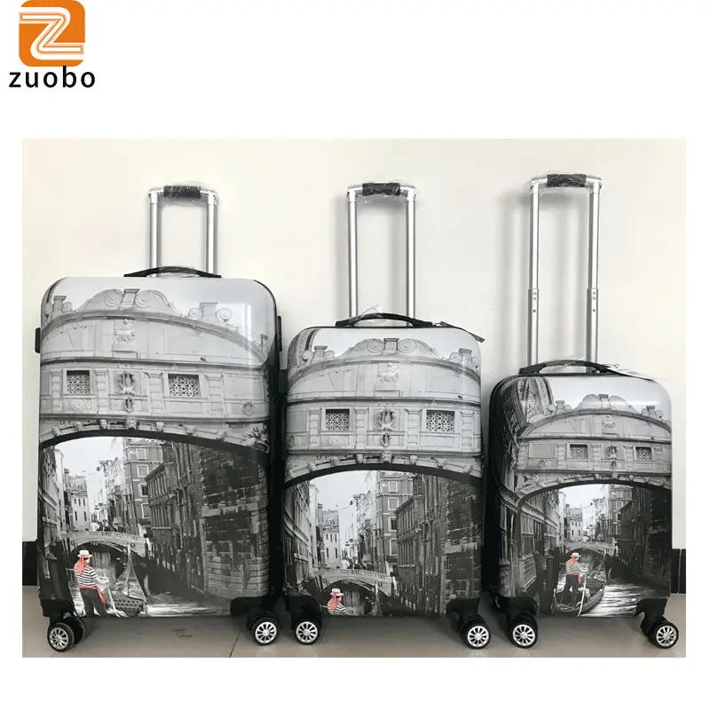wholesale light weight PC printing hard shell luggage changeable picture/desgin/image