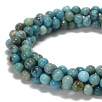 Perles de pierre turquoise bleu-vert naturelles YMJ du Hubei, 4 mm, 6 mm, 8 mm, 10 mm, lisses et rondes, certifiées GIC, pour la fabrication de bijoux