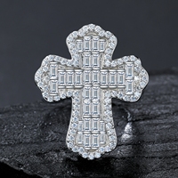 Nouveautés : Bague Homme Entièrement Pavée de Moissanite VVS en Argent Sterling 925, Bague Croix Hip Hop Statement pour Homme, Idéale pour les Fêtes