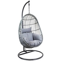 Fauteuil suspendu œuf moderne Foshan pour intérieur/extérieur avec support, en rotin PE, coussin imperméable, 1 personne, salon, chambre, camping
