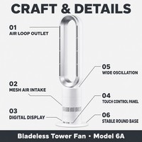 Ventilateur tour sans pales silencieux oscillant pour la circulation de l'air, idéal pour la maison, le bureau, la chambre et l'hôtel (vente en gros)