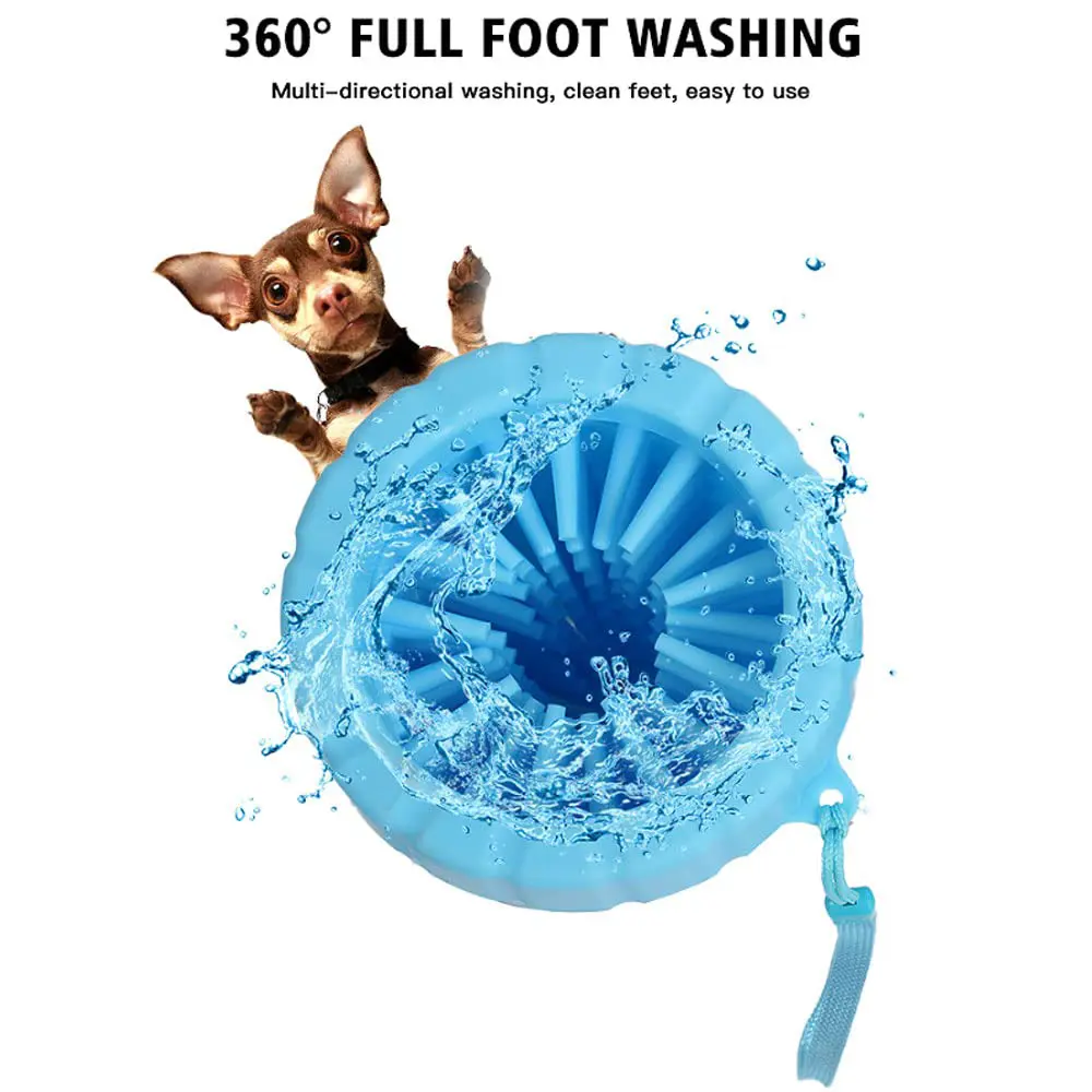 ขายส่ง2 In 1แบบพกพาซิลิโคนสัตว์เลี้ยงทำความสะอาดแปรงทำความสะอาดเท้าสำหรับสุนัข
