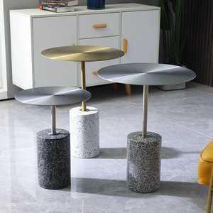 Tavolino da Caffè Wabi-sabi in Pietra Stile Nordico Semplice, Tavolino Rotondo Creativo in Acciaio Inossidabile per Casa Modello - Product Image 5