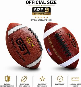 Pallone da Football Americano GX Misura Ufficiale 9, <span class=keywords><strong>Serie</strong></span> 2000 Premium in Pelle GST, Palla da Allenamento Pro Grip 13,76 oz per Scuole Superiori e Università - Product Image 4