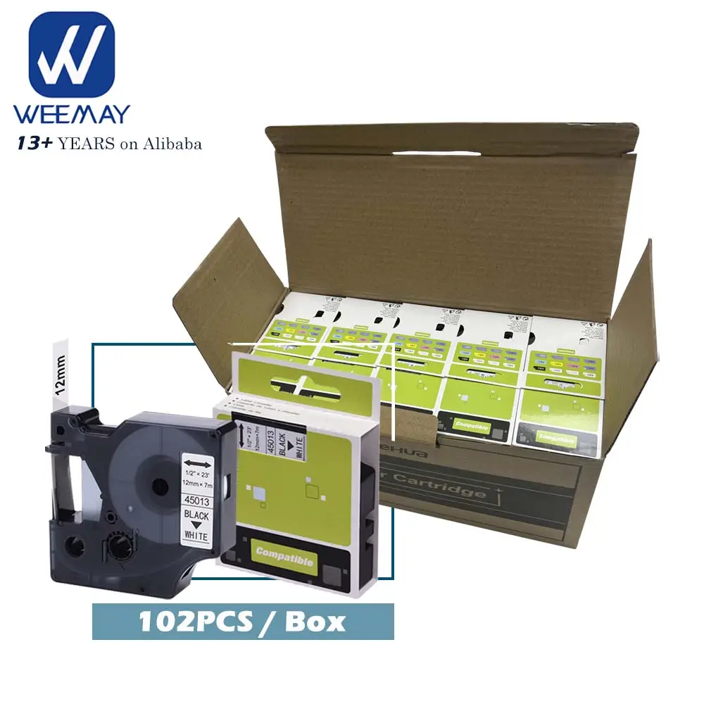 Weemay 102Pcs/Box Free Sample Label Printer Ribbon Tapes Compatible for Dymo Labelwriter Printer D1 45013 Labels