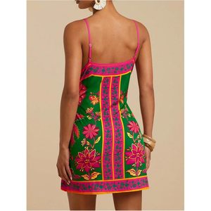 Vestido Camisero con Estampado Tropical para Mujer, Sin Mangas, Cuello en V Cruzado, Lazo, Estilo Boho, Cintura Natural, Informal, Transpirable, Tejido - Product Image 4