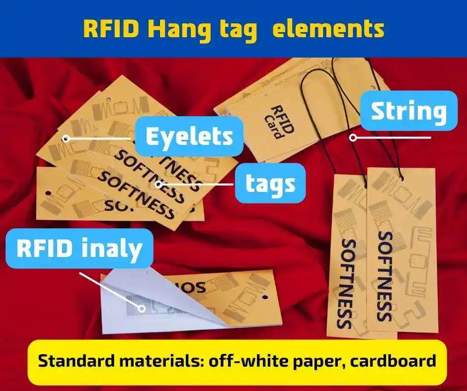 Étiquette volante RFID pour les enfants portent une incrustation RFID PET Forme de rouleau Étiquette de prix pour la marque et les vêtements