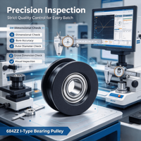 Rouleau de guidage industriel OEM personnalisé avec roulement 684ZZ POK, certifié RoHS REACH, alésage 4 mm