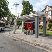 Parada de Autobús Convencional con Señalización Digital y Pantalla Publicitaria
