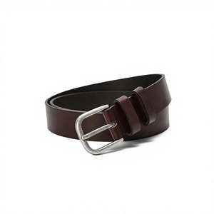 Men's Genuine Cow Hide Leather Vintage Pin Buckle Belt Solid Brown Steel Buckle 3.8 CM Width 138 CM Length Eco-Friendly Durable - Product Image 1
