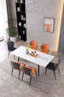Mufang Table de salle à manger rectangulaire de luxe Nordic Modern Grey Corma Céramique Pierre frittée rétractable et pliable pour meubles de maison