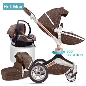 Hete Moeder Luxe Kinderwagen 3 In 1 Travel System Kinderwagen Accessoires Bruin