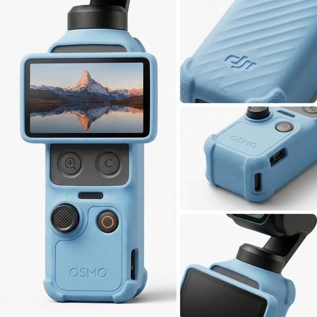 Shockproof Silicone Case for DJI Pocket 4 Soft TPU Protective Cover for Osmo Pocket 4 Gimbal Camera Anti-Scratch Full Body Skin