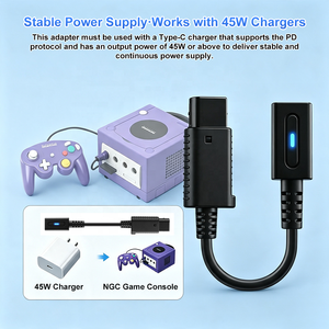 Câble adaptateur d'alimentation USB-C PD filaire pour <span class=keywords><strong>Gamecube</strong></span> (NGC) avec puce intelligente intégrée, compatible avec les chargeurs Type-C, en PVC - Product Image 6