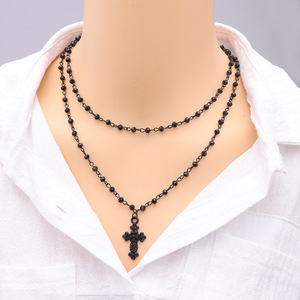 Women's Black Moon Pendant Layered Choker <b>Necklace</b> Zinc Alloy Party Jewelry Geometric Design Yiwu Origin - Product Image 3