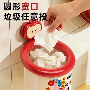 Suction Cup Wall Mount Trash Can Round Bathroom Storage Organizer With Toothbrush Holder And Tissue Box For Home Use - Product Image 3