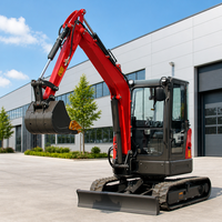 Mini-excavatrice JH35 avec cabine climatisée, moteur Kubota, 3,8 tonnes, chenilles en acier, lame de bulldozer, marteau, tuyauterie, CE Euro 5 EPA