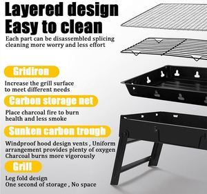 High Quality Modern Portable Square Stainless Steel <b>Foldable</b> <b>BBQ</b> Grill OEM/ODM Product - Product Image 4