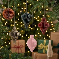 Décorations de Noël en papier nid d'abeille, boules de Noël, lanternes en papier, pendentifs origami, décorations suspendues pour la maison et les fêtes de Noël