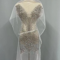 Applique de robe de mariée 3D de luxe en verre et strass faits main, écologique, pour corsage, jupe et robes de soirée pour femmes