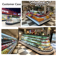 Vitrine réfrigérée commerciale double face à refroidissement par air, dégivrage automatique, pour supermarché