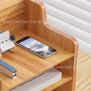 Wooden Office File Rack Multi Tier <b>Desktop</b> Organizer Storage <b>Shelf</b> For Stationery And Books With Drawer And Tissue Box - Product Image 3