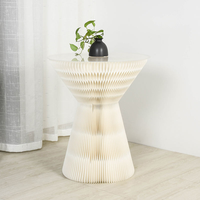 Table basse Spazepaper 37cm/70cm de hauteur, table d'appoint pliable en papier kraft pour salon, salle d'exposition, salon professionnel, événement