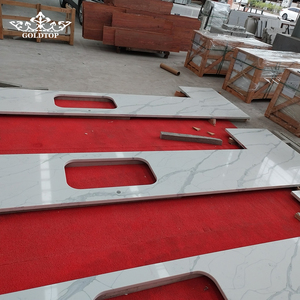 Goldtop Wholesale Customized Size 6021 Glacier <b>White</b> Artificial Stone Countertops for Luxury Apartment Project for Kitchen Use - Product Image 2