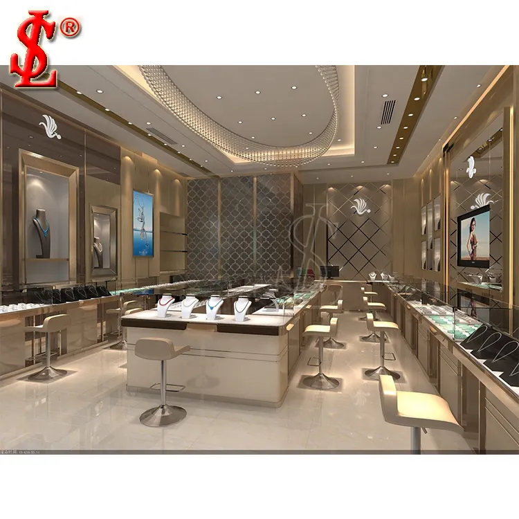 Small Fashion Jewelry shop Interior Design Ideas Display Table With Modern Customized Wooden Display Furniture