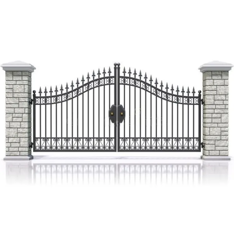 Porte en fer à bas prix conception métal porte en fer forgé de luxe Sources renouvelables arc de jardin porte en fer forgé