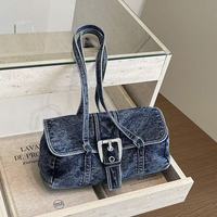Nouveau sac à bandoulière en jean vintage pour femme, sac minimaliste polyvalent à porter sous le bras, sac bandoulière grande capacité pour les trajets quotidiens